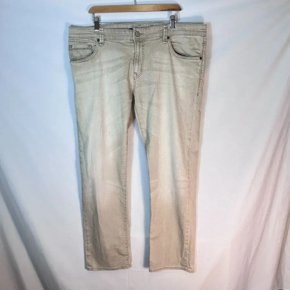 Mavi Men's Zach Tan Denim Low-Rise Faded Easy Straight Leg Jeans Size 40X32